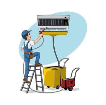 Split AC installation team at work